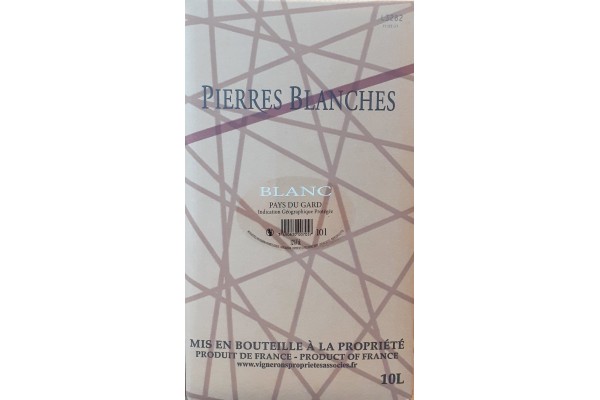 IGP du Gard - Pierres blanches - Blanc - Cubis de 10 litres